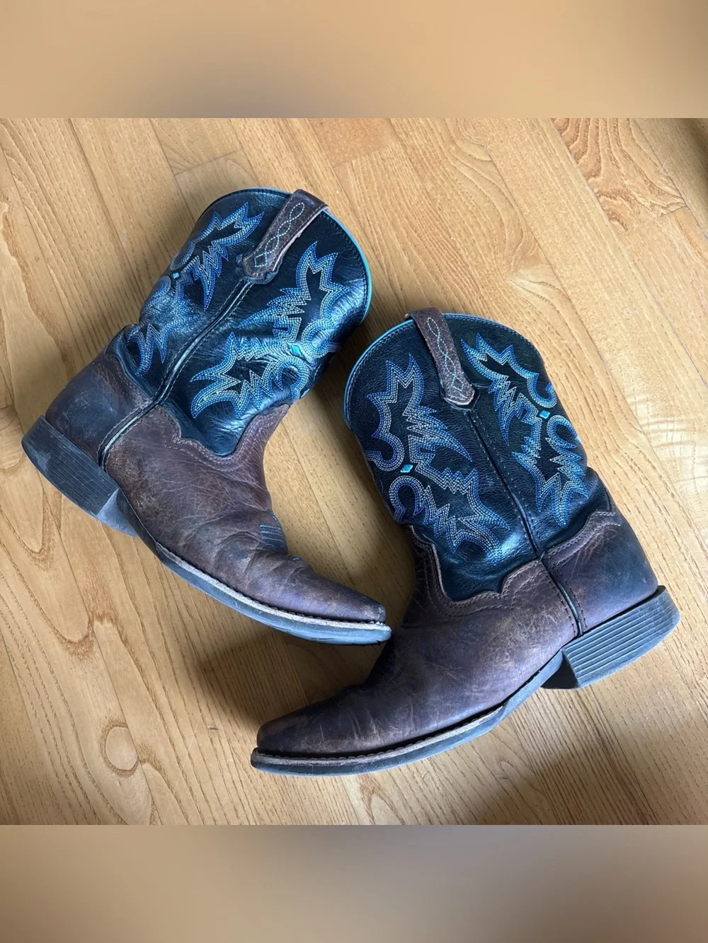 Ariat Tombstone Western Boots Cowboy Big Kid Earth Black Brown Blue Size 5 Youth